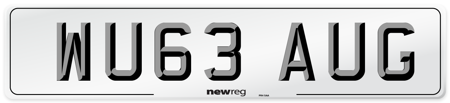 WU63 AUG Number Plate from New Reg
